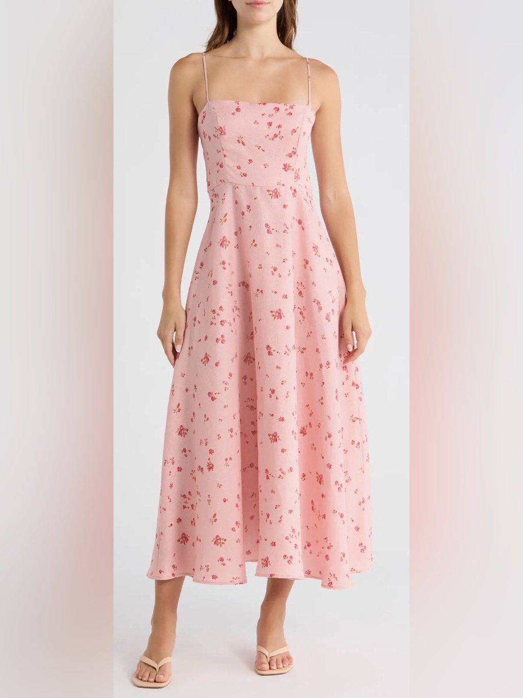 New Reformation Monette Noelia Floral Linen Pink Maxi Dress Sz 12